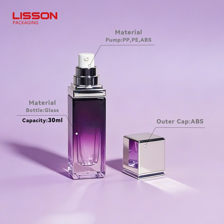 Luxury 30ml Square Glass Pump Bottle Luxury 30ml Square Glass Pump Bottle