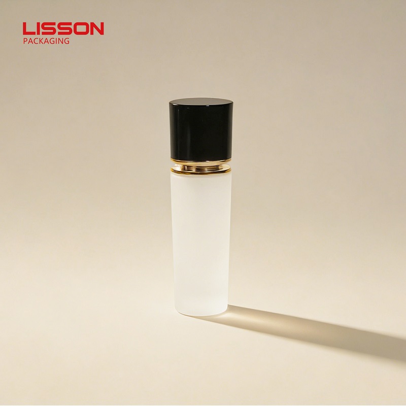 Frosted Glass Serum Bottle with Black Cap