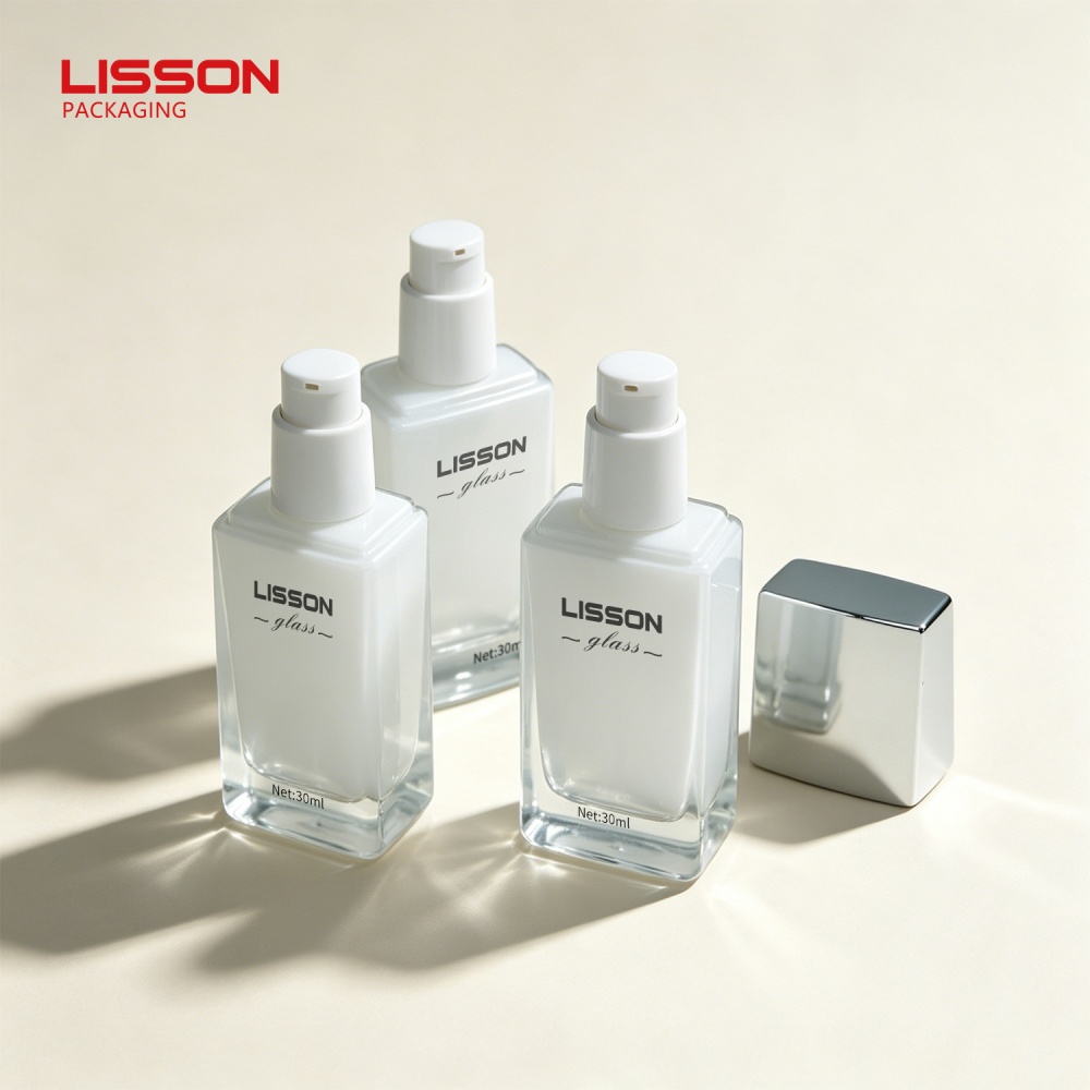 30ml Flat-Square Glass Lotion Bottle