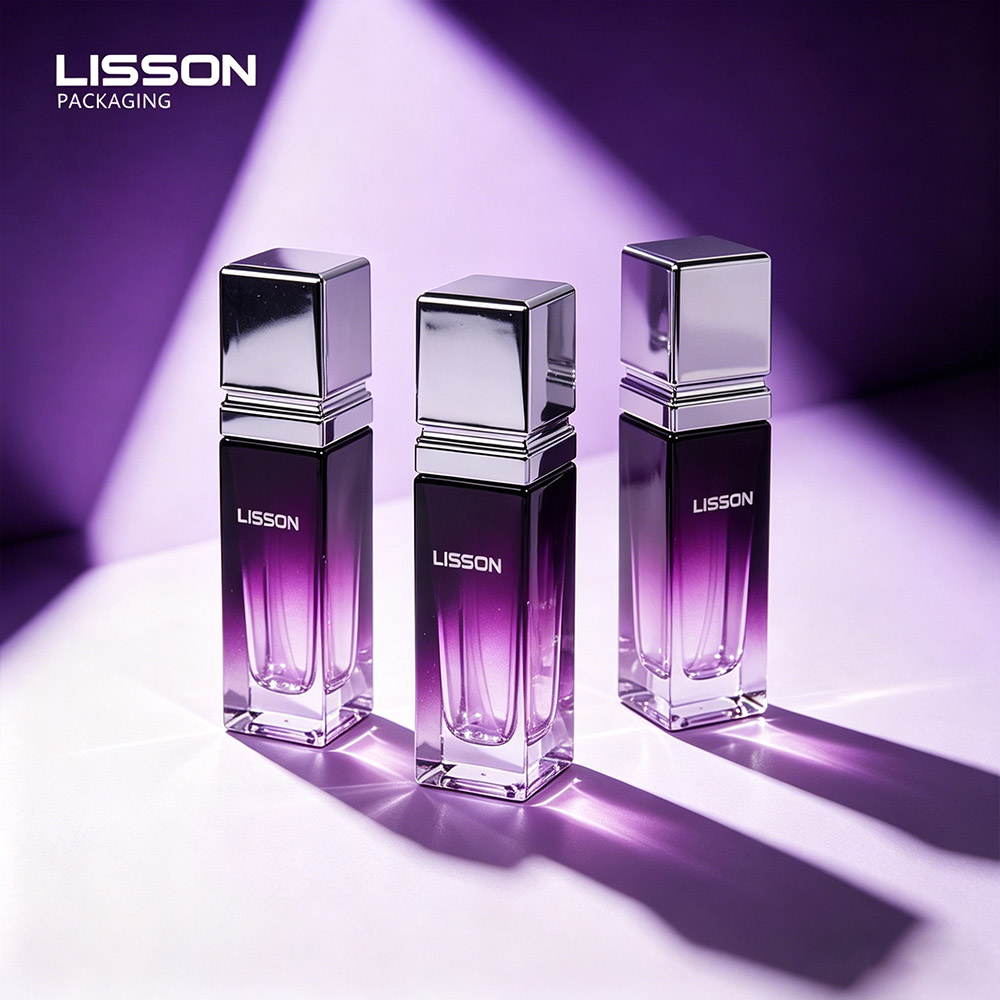 Square 30ml Cosmetic Glass Pump Bottle